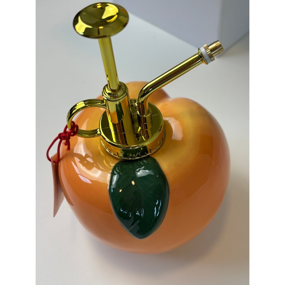 NEW ban.do Ceramic Plant Mister Orange Peach Shaped Gold Pump Firm